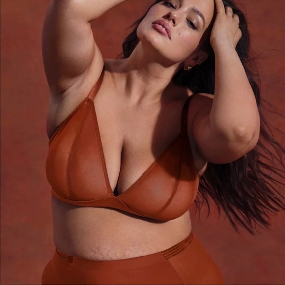 Knix v Ashley Graham mesh Deep V Bra size XXL 40B 40C orange rust - Picture 1 of 7